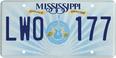 MS license plate LWO177