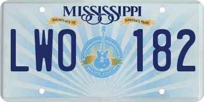 MS license plate LWO182