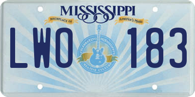 MS license plate LWO183