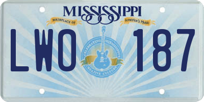 MS license plate LWO187