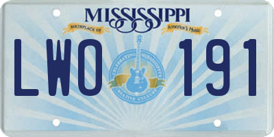 MS license plate LWO191
