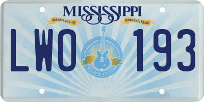 MS license plate LWO193