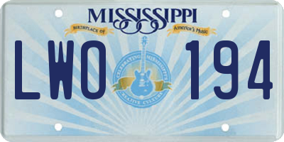 MS license plate LWO194
