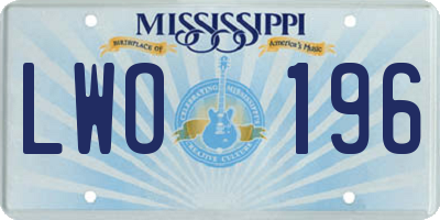 MS license plate LWO196