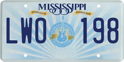 MS license plate LWO198