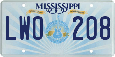 MS license plate LWO208