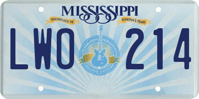 MS license plate LWO214