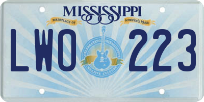 MS license plate LWO223
