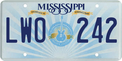 MS license plate LWO242