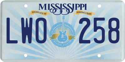 MS license plate LWO258