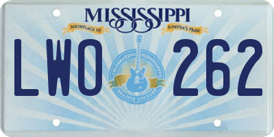 MS license plate LWO262