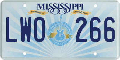 MS license plate LWO266