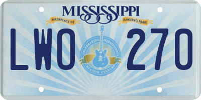 MS license plate LWO270