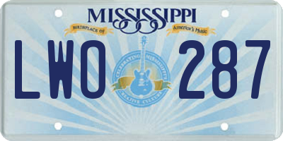 MS license plate LWO287