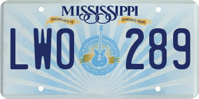 MS license plate LWO289