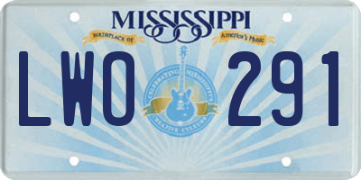 MS license plate LWO291
