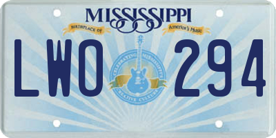 MS license plate LWO294