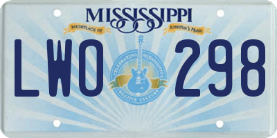 MS license plate LWO298