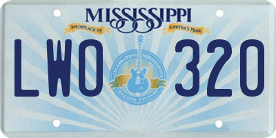 MS license plate LWO320