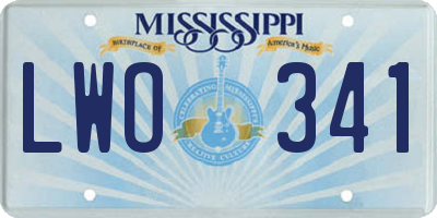 MS license plate LWO341