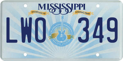 MS license plate LWO349