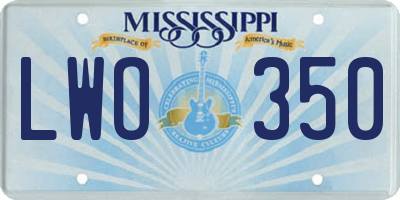 MS license plate LWO350