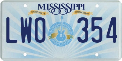 MS license plate LWO354