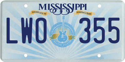 MS license plate LWO355