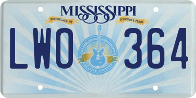 MS license plate LWO364