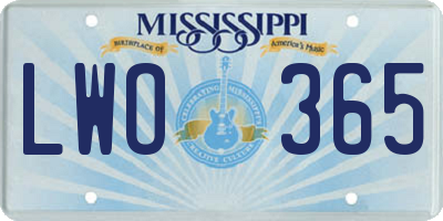 MS license plate LWO365