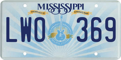 MS license plate LWO369