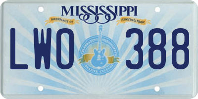 MS license plate LWO388