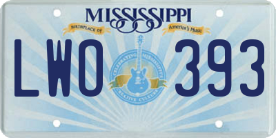MS license plate LWO393