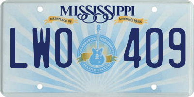 MS license plate LWO409