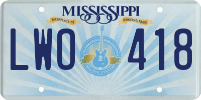 MS license plate LWO418