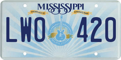 MS license plate LWO420