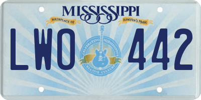 MS license plate LWO442