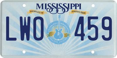 MS license plate LWO459