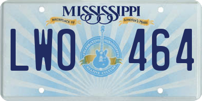 MS license plate LWO464