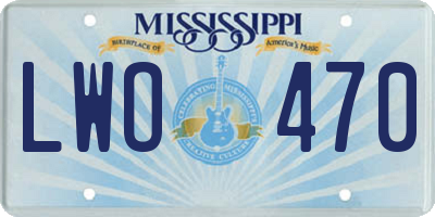 MS license plate LWO470