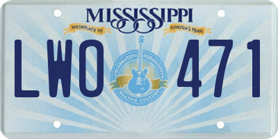 MS license plate LWO471