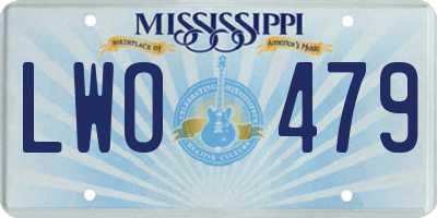 MS license plate LWO479