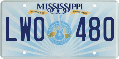 MS license plate LWO480
