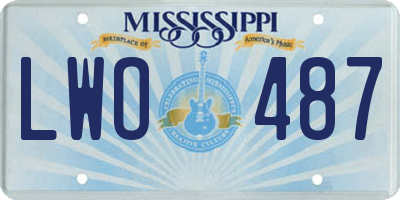 MS license plate LWO487