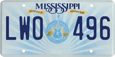 MS license plate LWO496