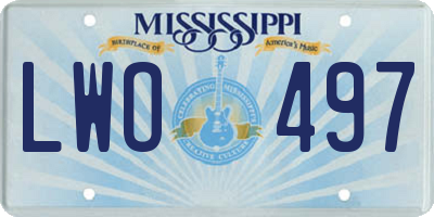 MS license plate LWO497