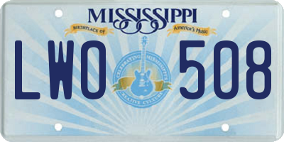 MS license plate LWO508