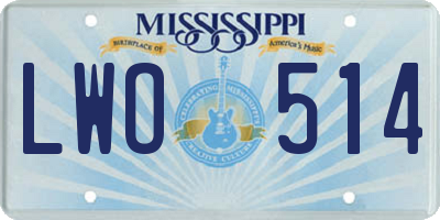 MS license plate LWO514