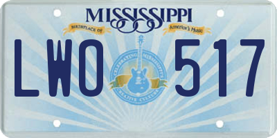 MS license plate LWO517