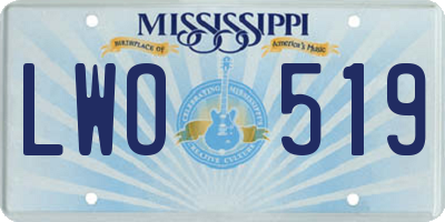 MS license plate LWO519